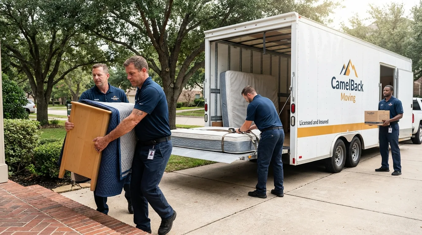 Crew loading residential truck for cross-state move from Nauvoo, IL