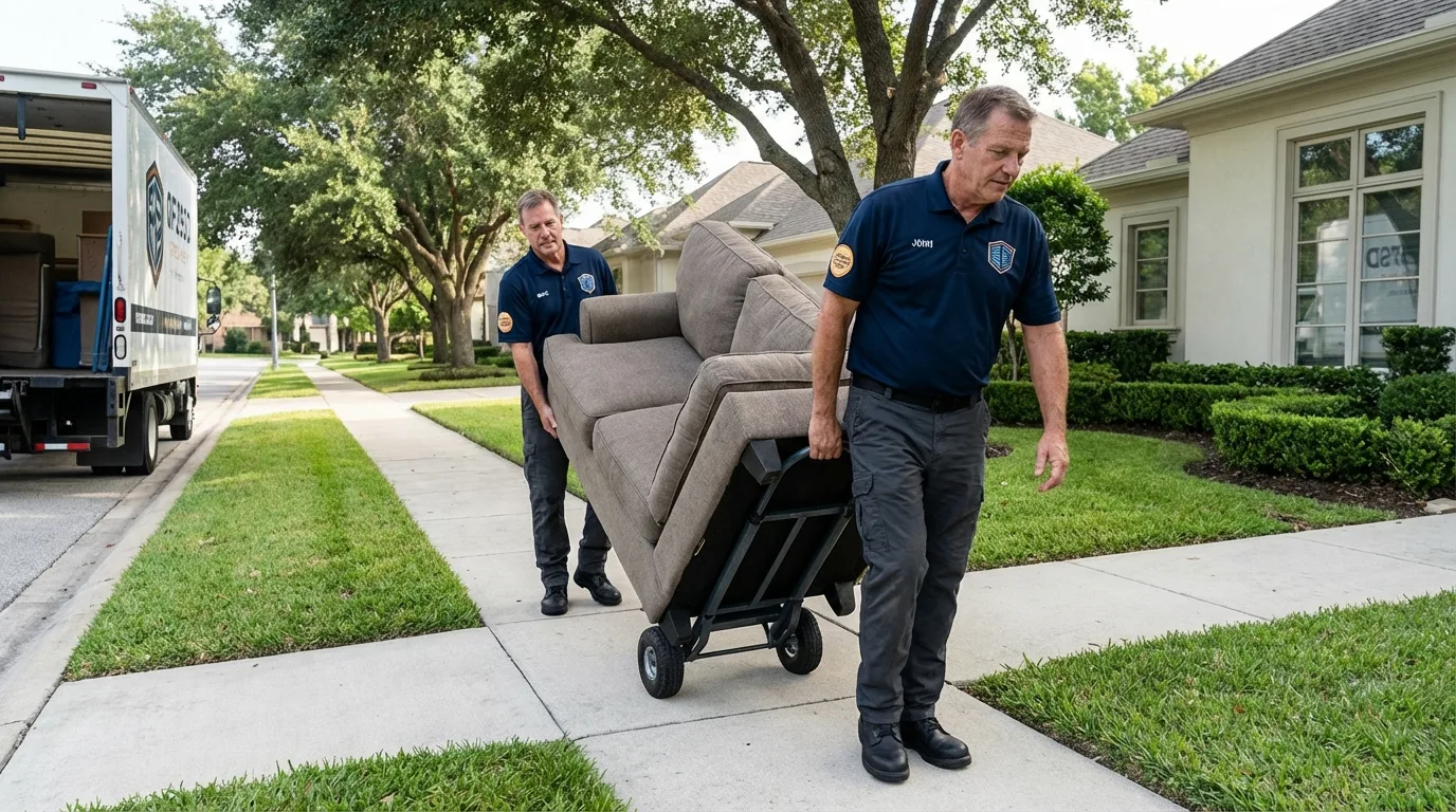 Local residential moving crew loading furniture in Nauvoo, IL